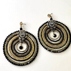 Double Circle Statement Drop Earrings Chandelier Earrings